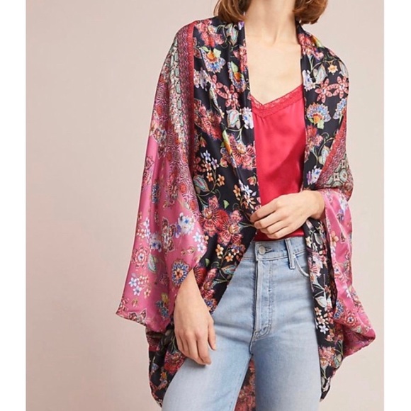 Anthropologie Sweaters - Kachel X Anthropologie Floral Paisley Silk Kimono